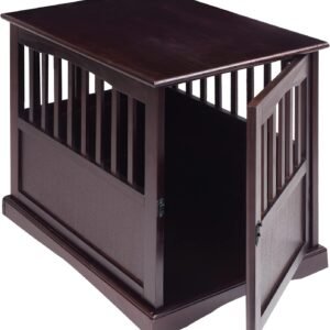 Wooden Medium Pet Crate, End Table, Espresso