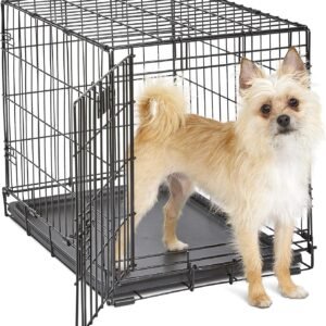 24-Inch  Folding Dog Crate with Divider Panel, Leak-Proof Tray & Secure Latches – Metal Wire Kennel for Small Breeds – Portable, Durable & Easy to Assemble