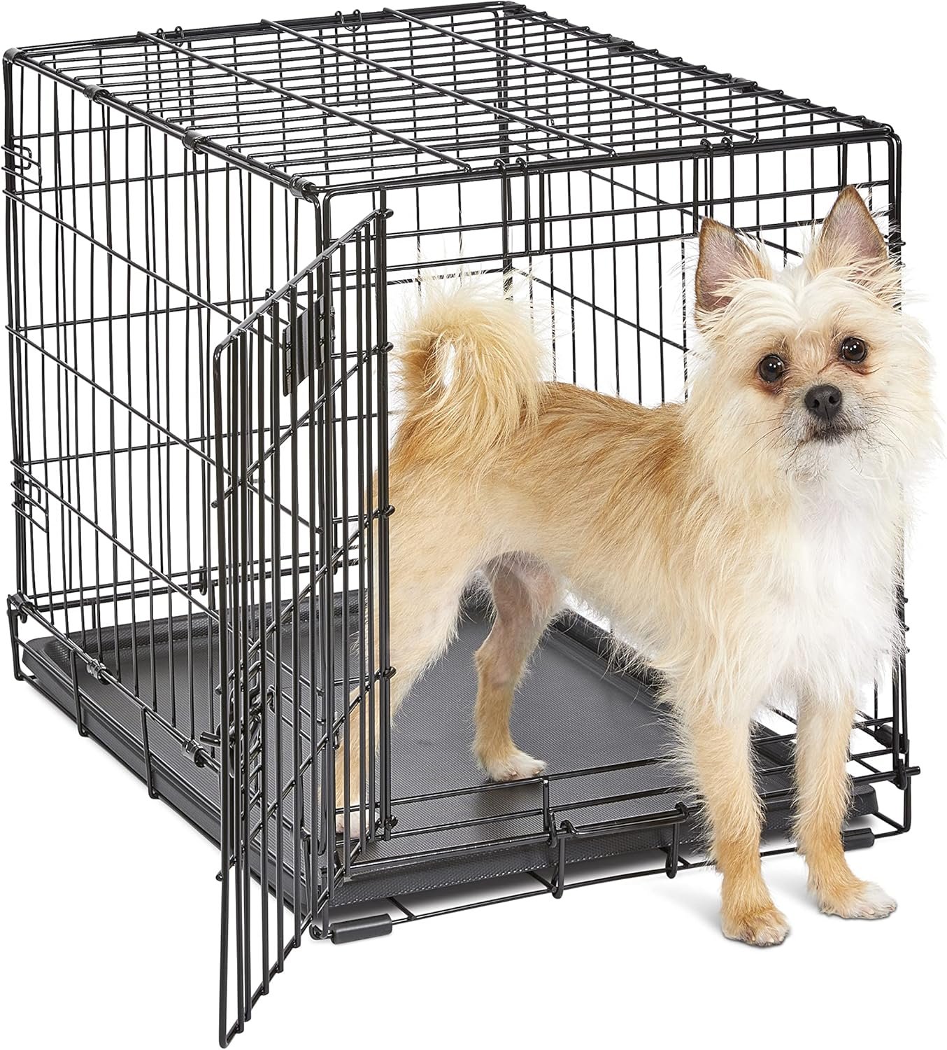 24-Inch Folding Dog Crate with Divider Panel, Leak-Proof Tray & Secure Latches – Metal Wire Kennel for Small Breeds – Portable, Durable & Easy to Assemble
