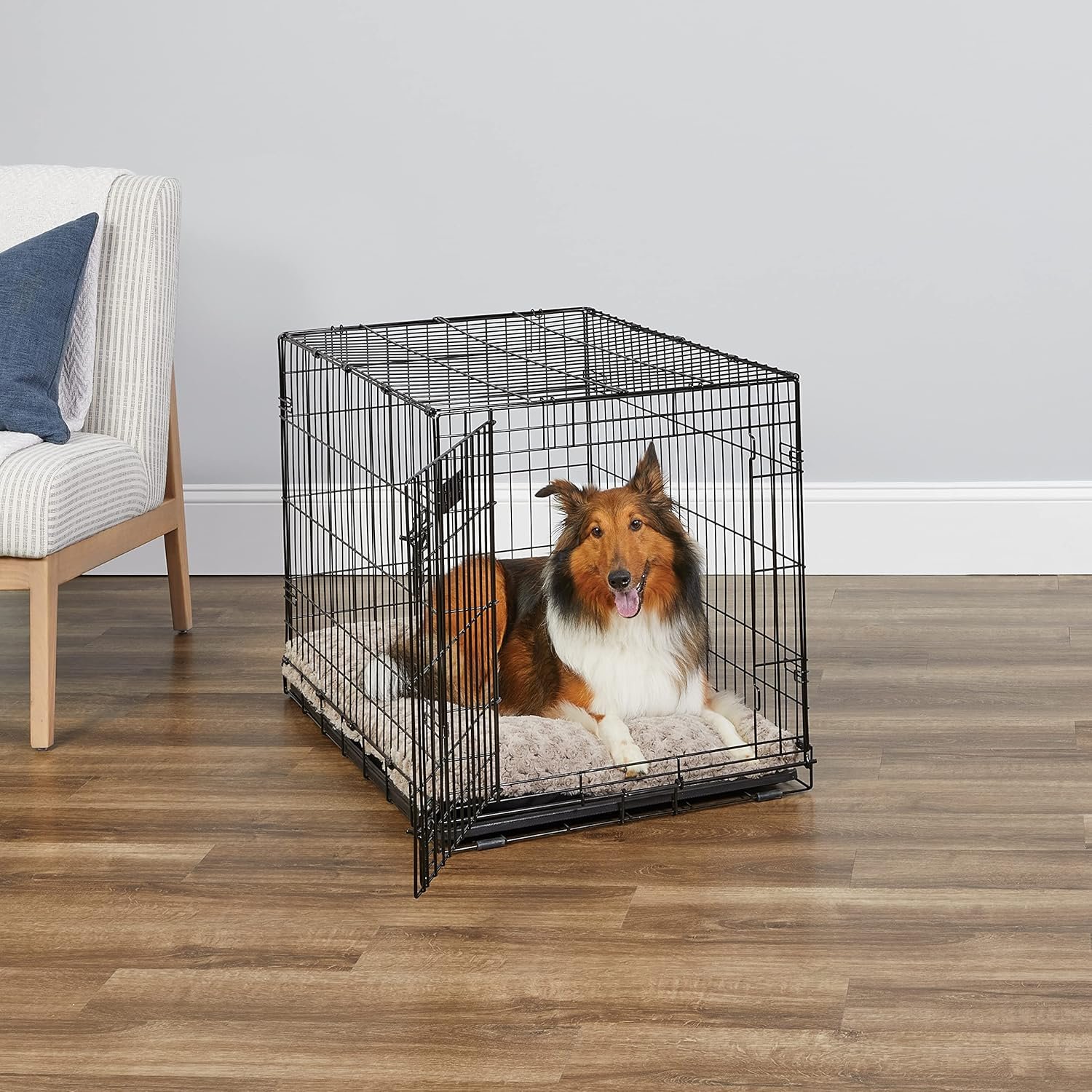 36-Inch for Medium-Large Breeds, 41-70 lbs, Single Door Folding Dog Crate with Divider Panel, Leak-Proof Tray & Secure Latches, Portable, Durable & Easy to Assemble - Image 2